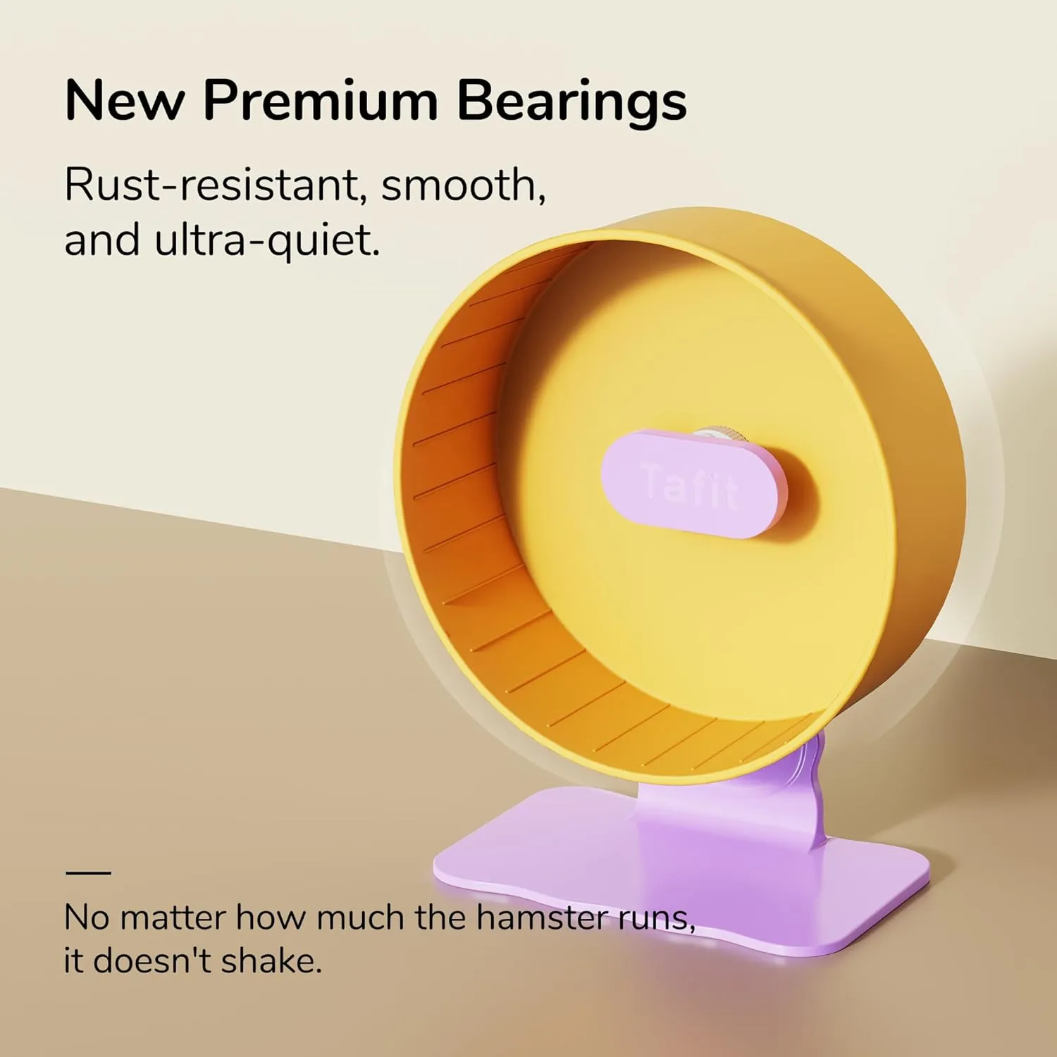 Quiet Hamster Wheel 10.2 Inch Dual-Bearings Silent Small Animals Running Exercise Wheel Height Adjustable for Syrian Dwarf Hamsters, Gerbils, Rats, or Other Small Pets, Nut Brown