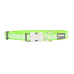 Red Dingo Bucklebone Reflective Ziggy Lime Green Dog Collar (4 Sizes)