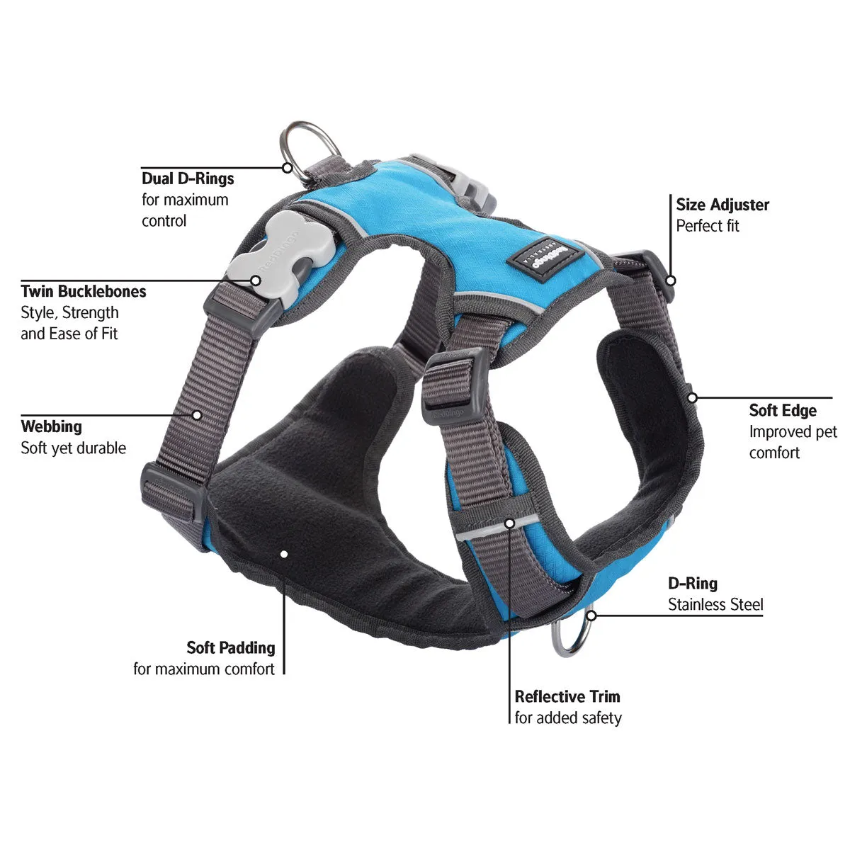 Red Dingo Padded Harness - Red