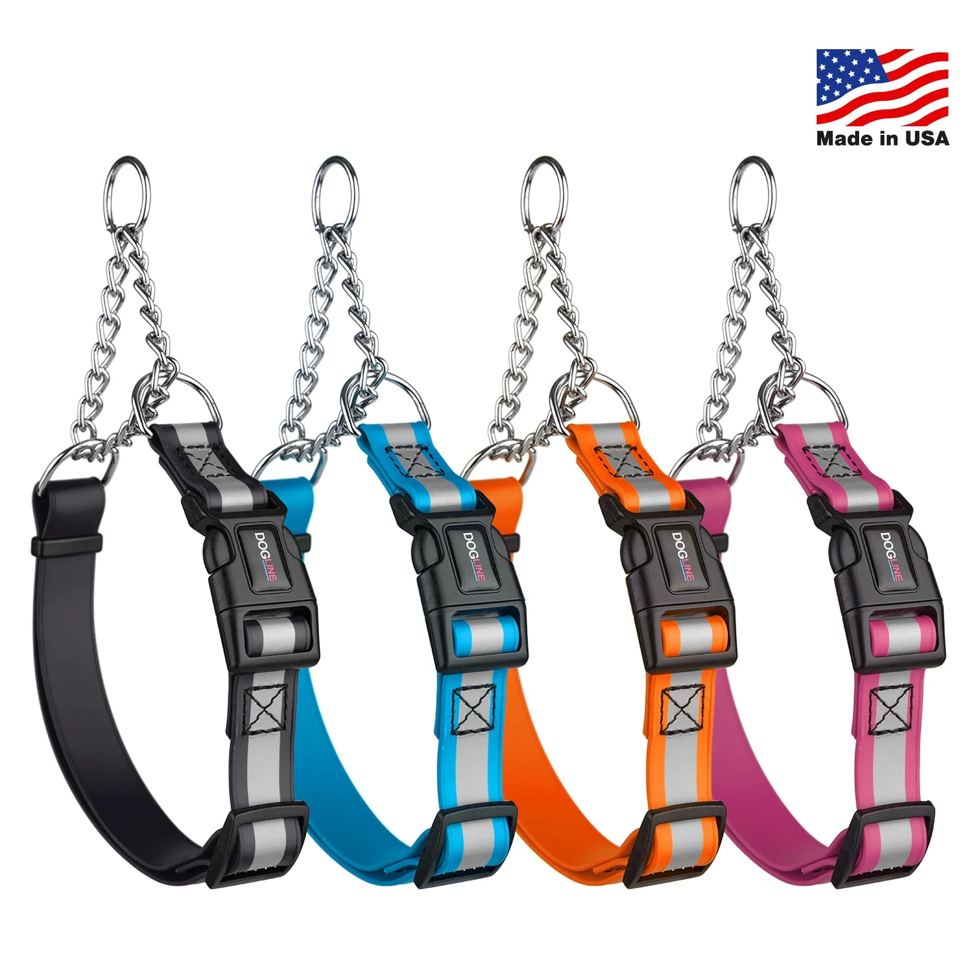 Reflective Biothane Martingale Collar with Quick Release Buckle