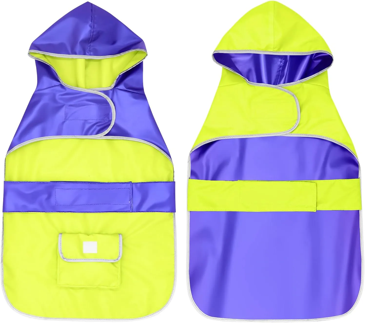 Reversible Dog Raincoat - Lightweight Dog Rain Jacket Hooded Rain Coats, Waterproof Pet Slicker Poncho for Small to XX- Large Dogs and Puppies (Green Blue, Small)