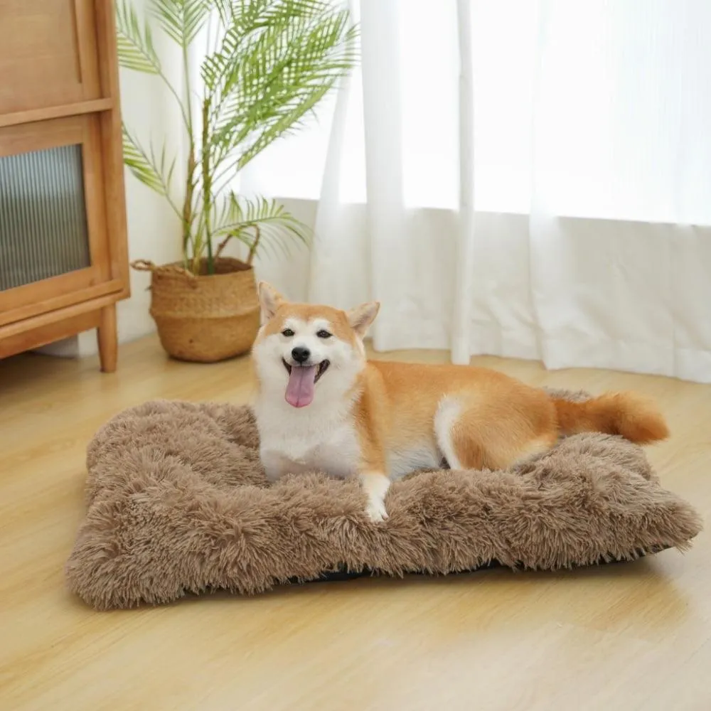 Reyox Large Dog Bed, Plush Dog Cage Bed Fluffy, Washable Dog Mat with Non-Slip Bottom for Large and Medium Dogs,35 x 23 inch