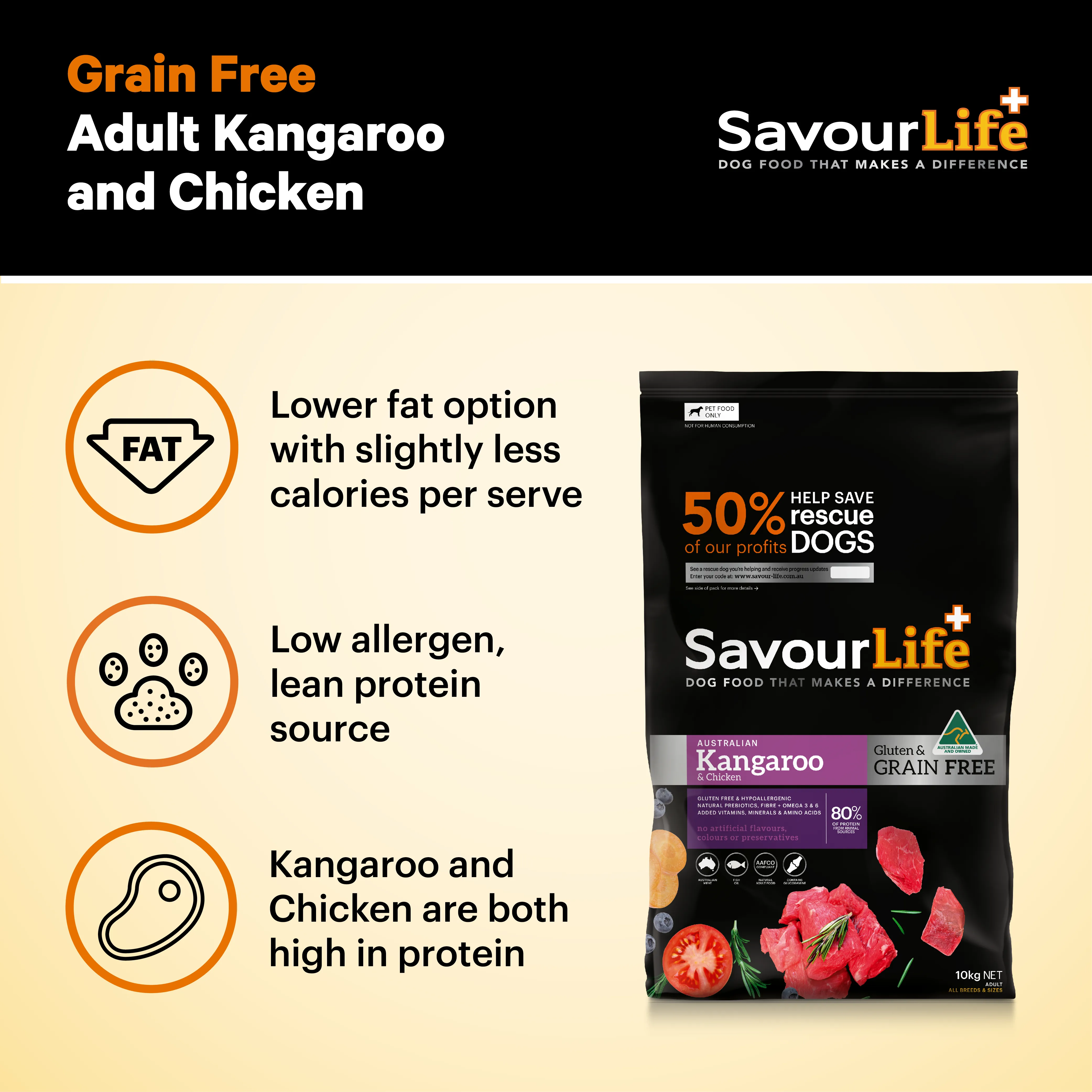 SavourLife - Grain Free Kangaroo & Chicken Dog Dry Food (10kg)