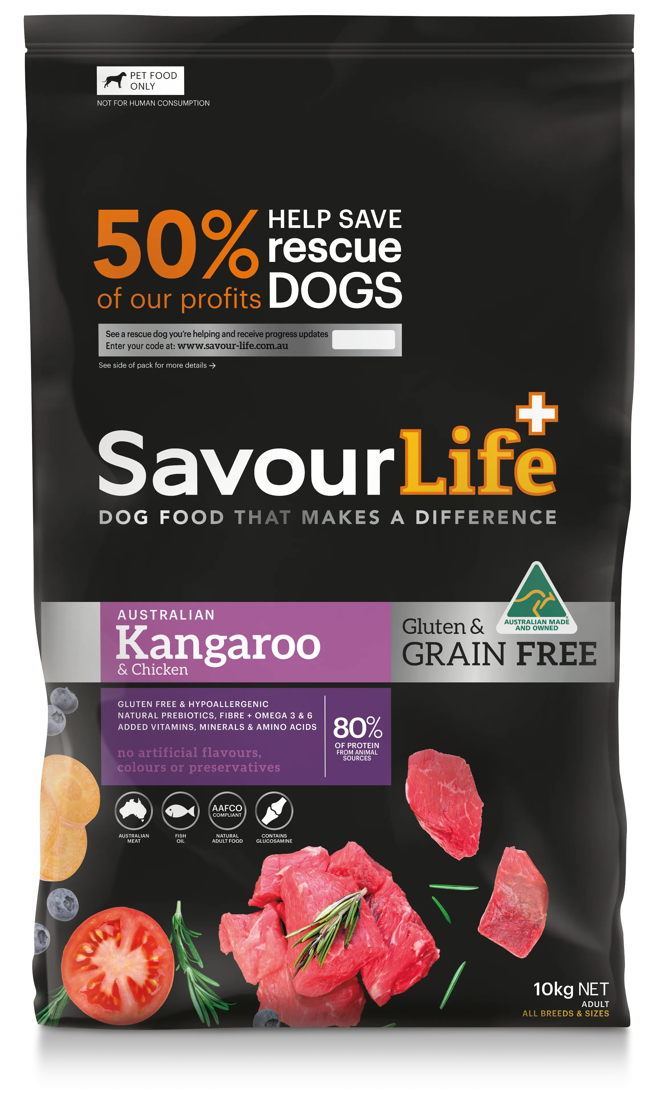 SavourLife - Grain Free Kangaroo & Chicken Dog Dry Food (10kg)