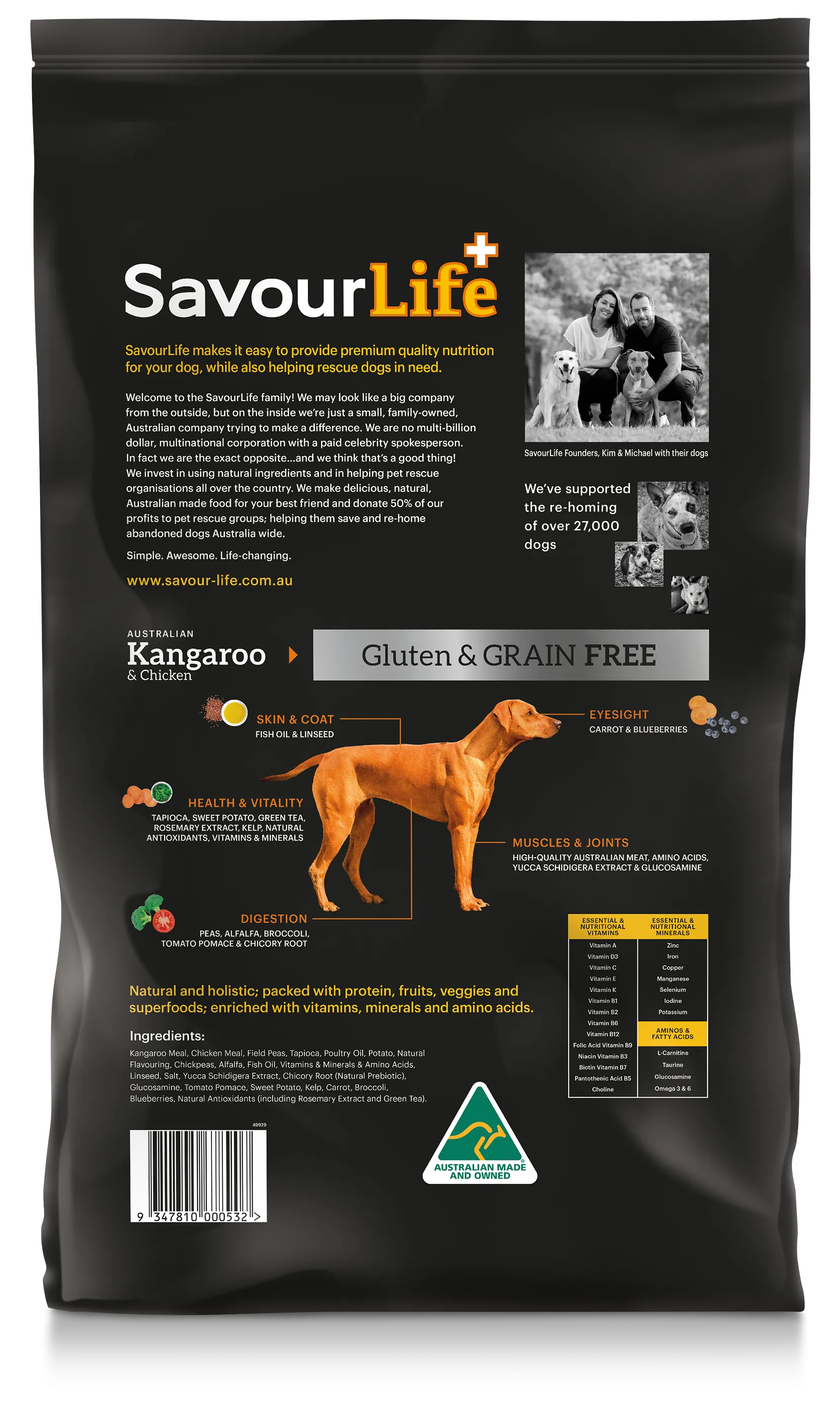 SavourLife - Grain Free Kangaroo & Chicken Dog Dry Food (10kg)