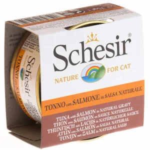 Schesir Tuna With Salmon In Natural Gravy Grain-Free Adult Canned Cat Food 70g