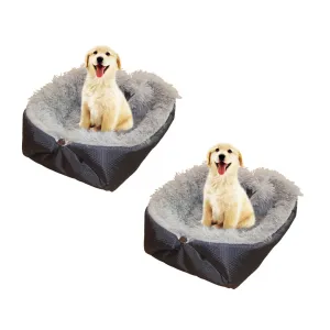 SOGA 2X Black Dual purpose Cushion Nest Cat Dog Bed Warm Plush Kennel Mat Pet Home Travel Essentials