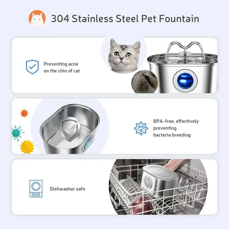 Stainless Steel Cat Water Fountain