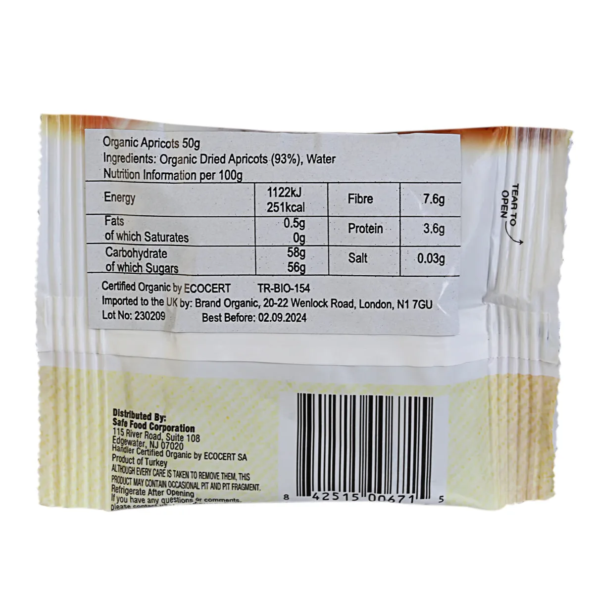 Sunny Fruit Organic Dried Apricots 50g