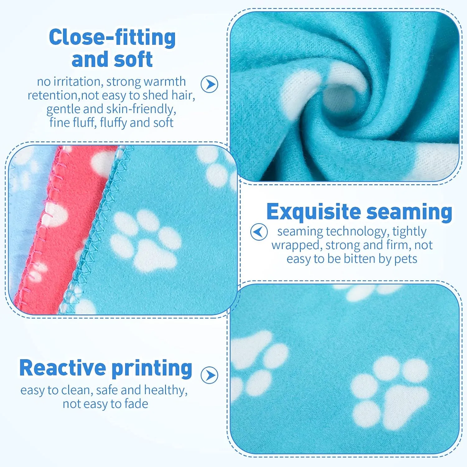 Tatuo 10 Pieces Pet Blankets with Paw Print Dog Cat Fleece Blankets Soft Warm Sleep Mat Pad Bed Cover for Kitten Puppy and Other Small Animals, 24 x 28 Inch(Bright Color)