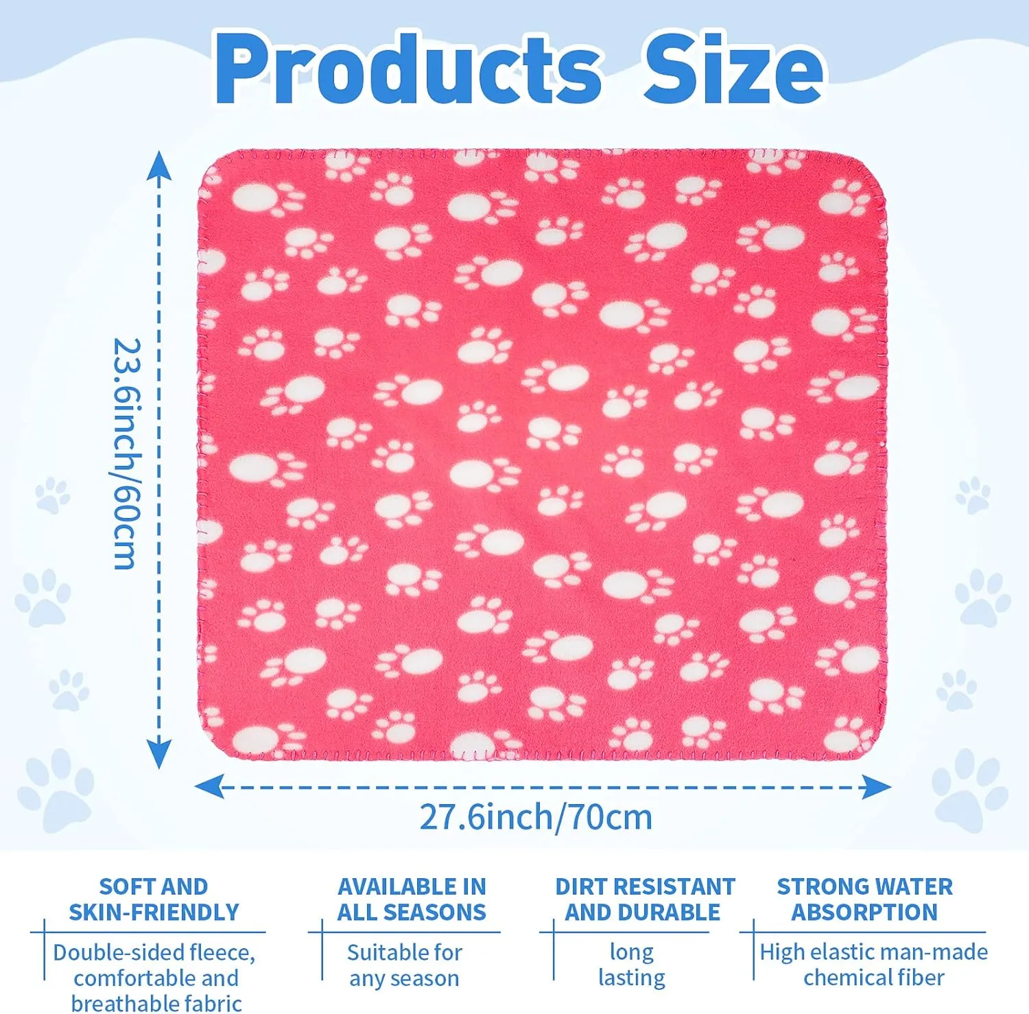 Tatuo 10 Pieces Pet Blankets with Paw Print Dog Cat Fleece Blankets Soft Warm Sleep Mat Pad Bed Cover for Kitten Puppy and Other Small Animals, 24 x 28 Inch(Bright Color)