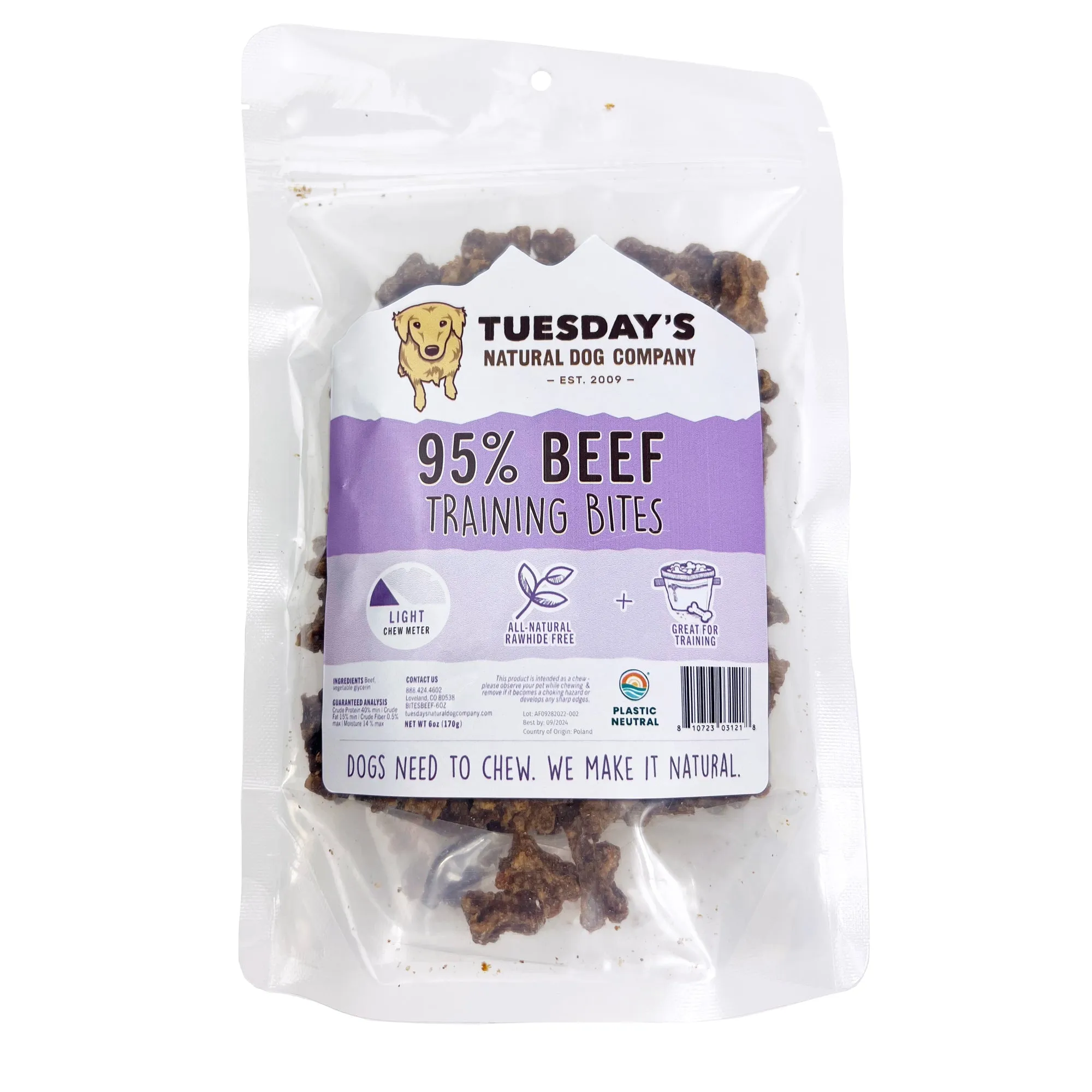 Tuesday’s Natural Dog Company 95% Beef Bites Dog Treats