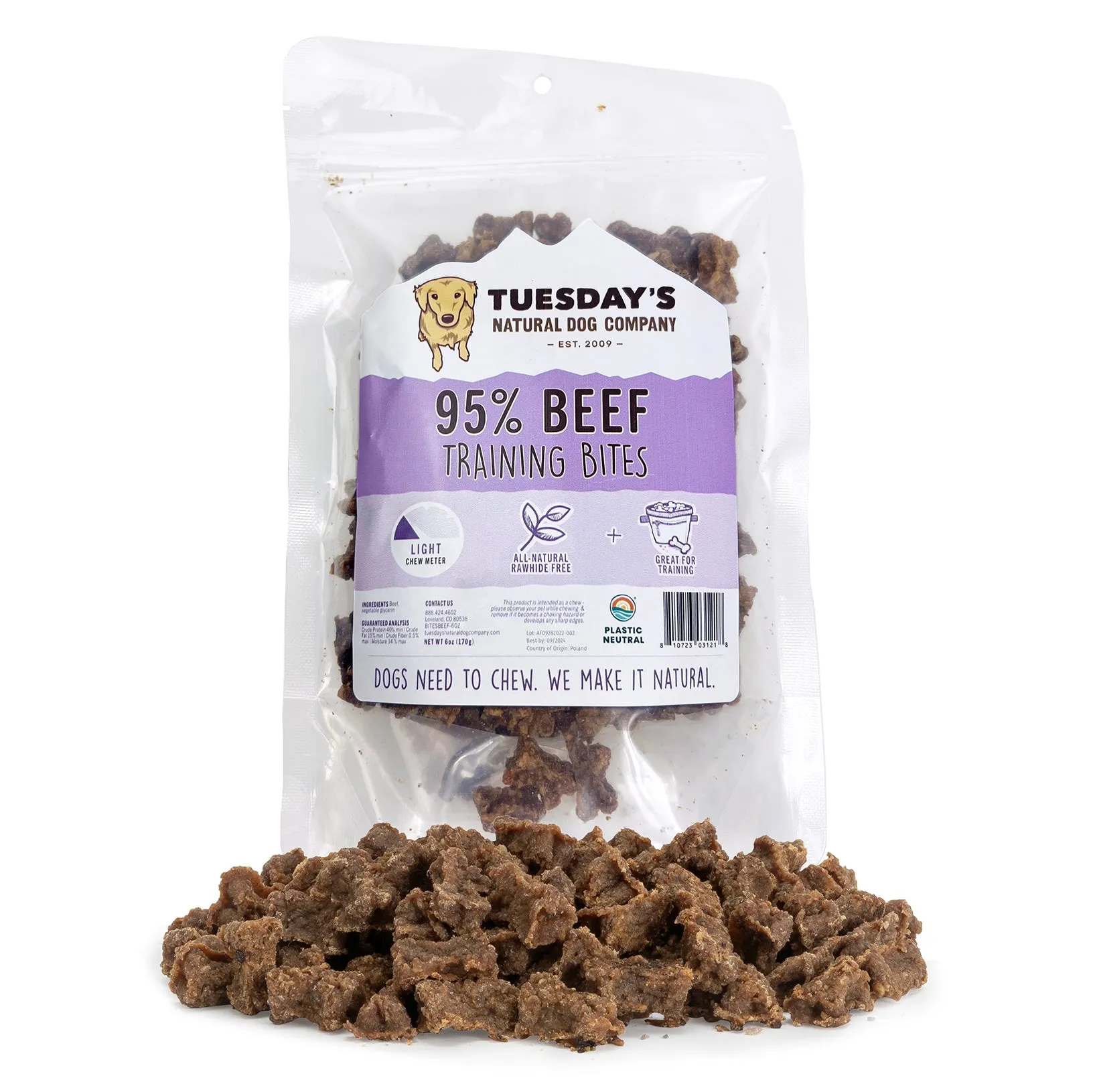 Tuesday’s Natural Dog Company 95% Beef Bites Dog Treats