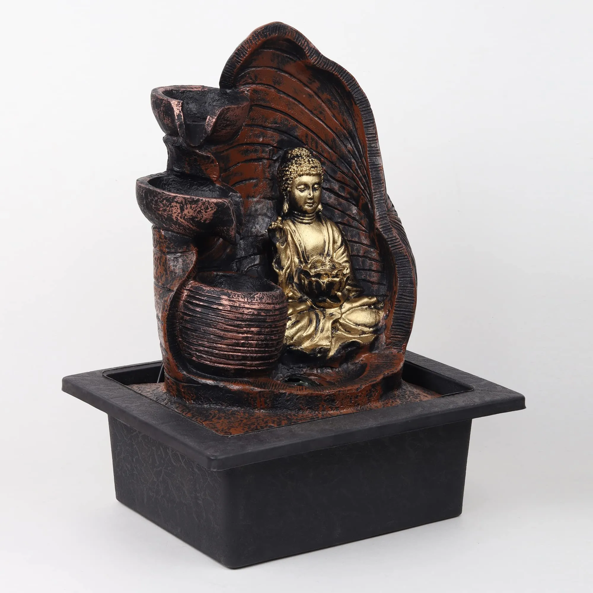 VIVARS Lord Buddha Tabletop Waterfall Fountain Fengshui Indoor Decoration Zen Fountain for Home Office Bedroom Decor