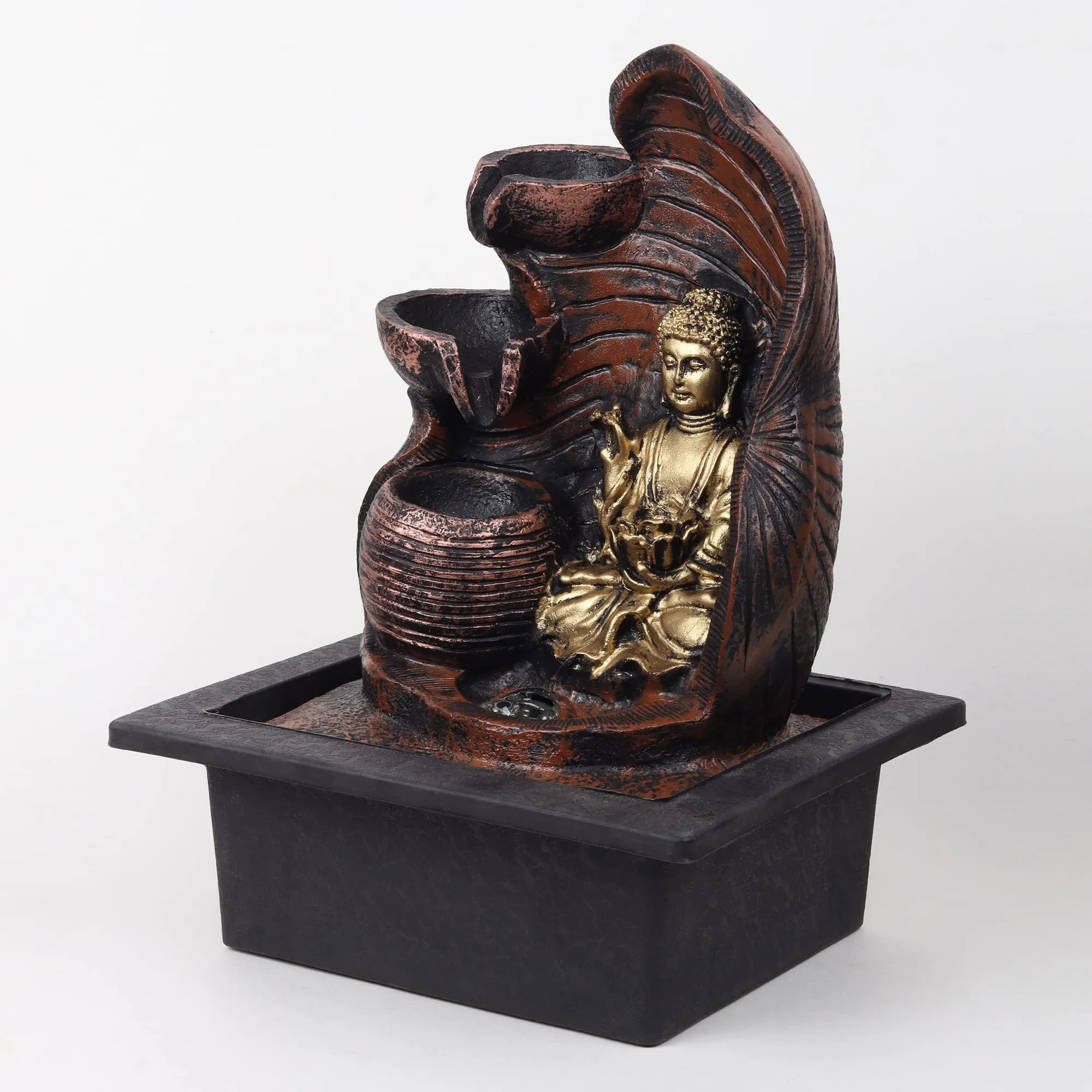 VIVARS Lord Buddha Tabletop Waterfall Fountain Fengshui Indoor Decoration Zen Fountain for Home Office Bedroom Decor