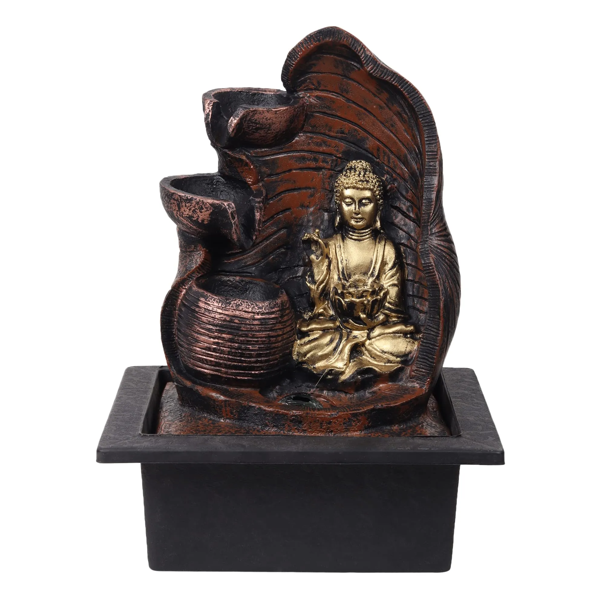 VIVARS Lord Buddha Tabletop Waterfall Fountain Fengshui Indoor Decoration Zen Fountain for Home Office Bedroom Decor