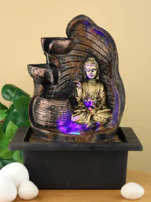 VIVARS Lord Buddha Tabletop Waterfall Fountain Fengshui Indoor Decoration Zen Fountain for Home Office Bedroom Decor