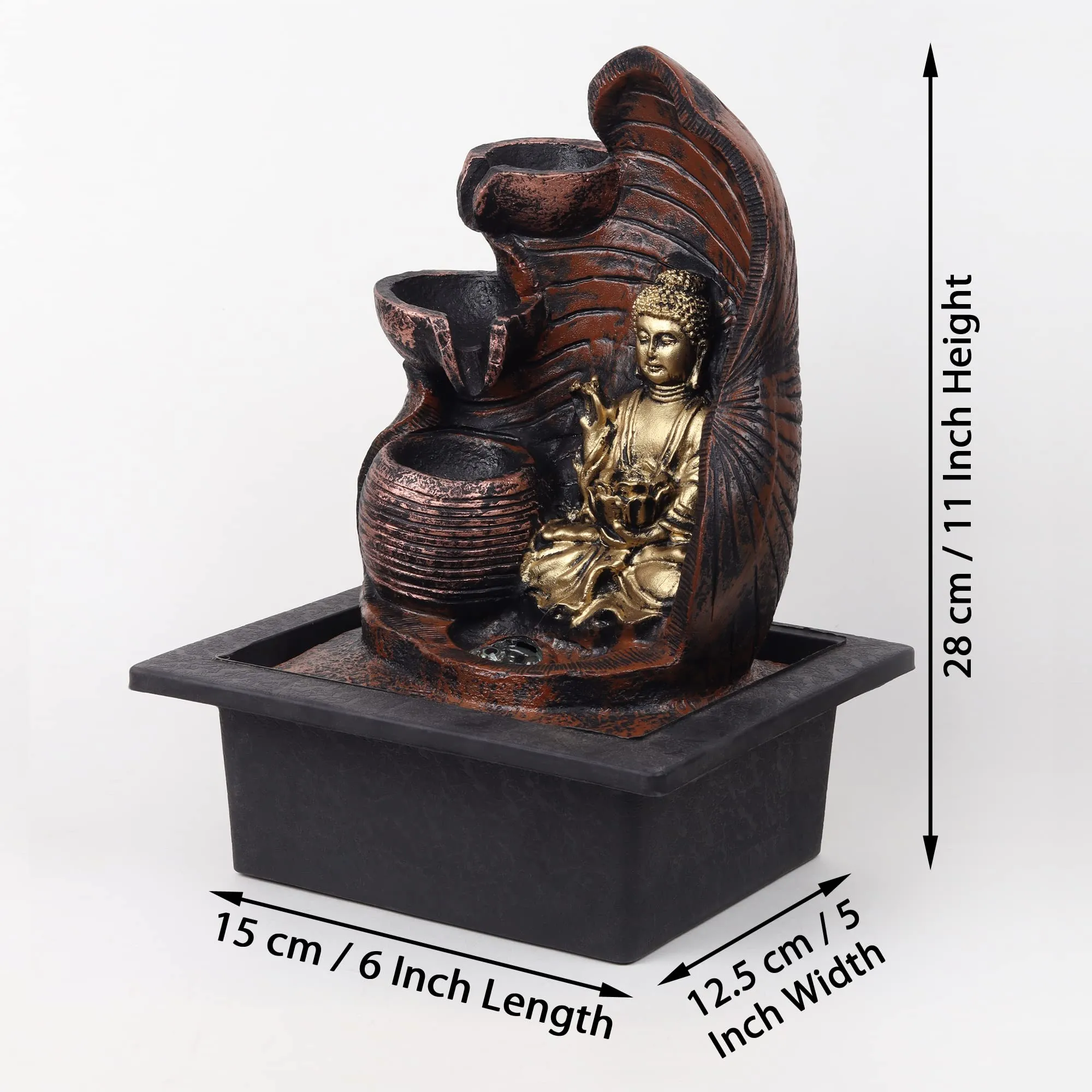 VIVARS Lord Buddha Tabletop Waterfall Fountain Fengshui Indoor Decoration Zen Fountain for Home Office Bedroom Decor
