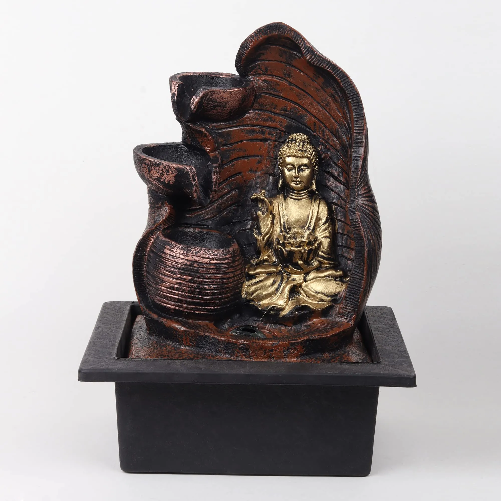 VIVARS Lord Buddha Tabletop Waterfall Fountain Fengshui Indoor Decoration Zen Fountain for Home Office Bedroom Decor