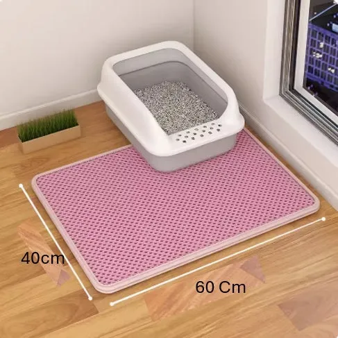 Waterproof / Non-Slip /Double Layer Cat Litter Mat, Cat Sand Pad Double Layer Honeycomb Litter Trapping