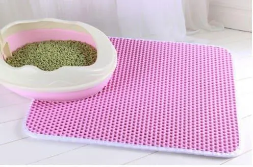 Waterproof Pet Cat Litter Mat - Double Layer Pet Litter Box Mat