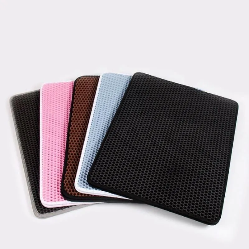 Waterproof Pet Cat Litter Mat - Double Layer Pet Litter Box Mat