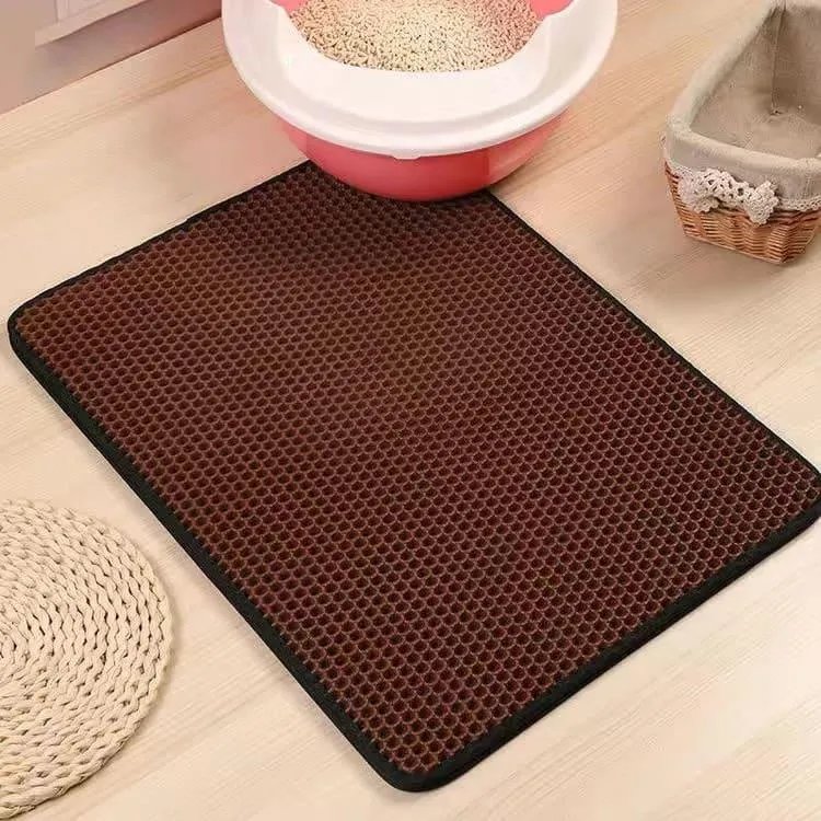 Waterproof Pet Cat Litter Mat - Double Layer Pet Litter Box Mat