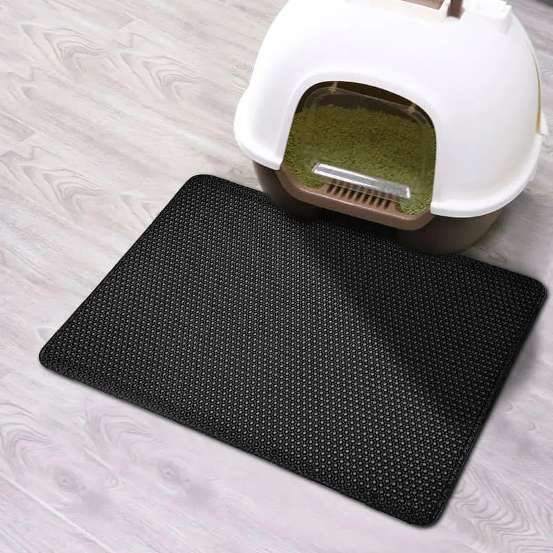 Waterproof Pet Cat Litter Mat - Double Layer Pet Litter Box Mat