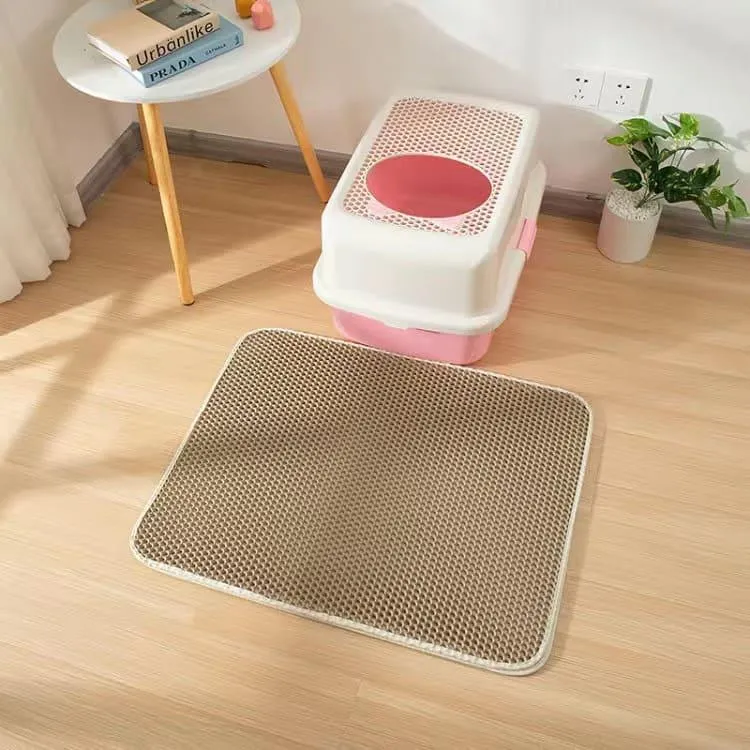 Waterproof Pet Cat Litter Mat - Double Layer Pet Litter Box Mat