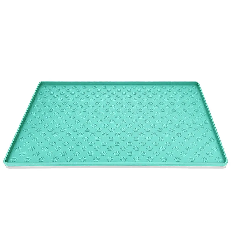Waterproof Pet Food Placemat for Food and Water bowl - Feed Mat - Cat Dog - Non-Slip Silicone Mat - Pet Bowl Pad Feeder Mats