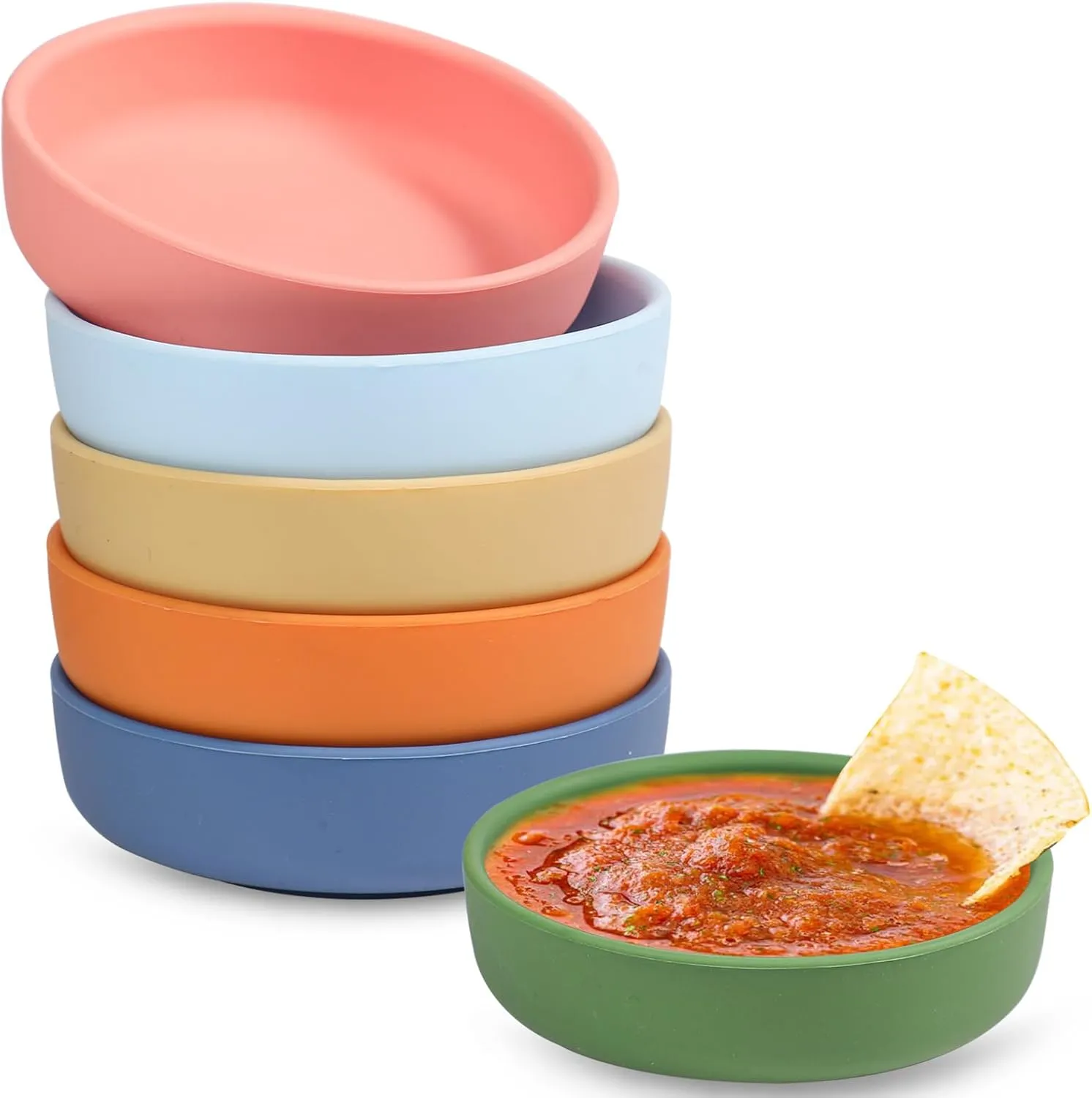 Webake Silicone Dipping Bowls, 3oz Small Soy Sauce Dish Mini Dip Bowls for Side Dishes, Sushi, Ketchup, BPA Free Set of 6