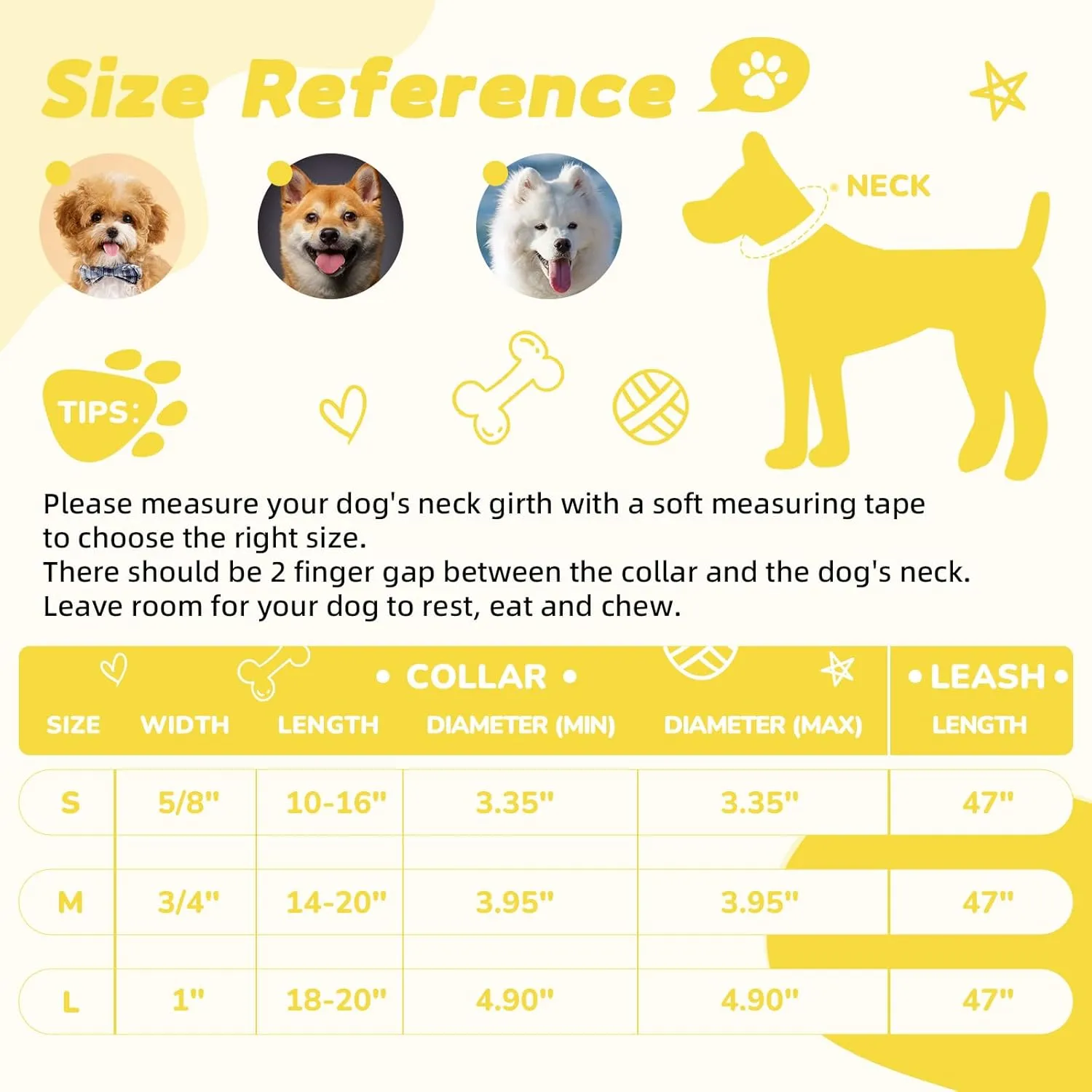 Yellow Dog Collar and Leash Set for Large Dog, Breathable, Anti-Odor & Soft, Comfortable for Sensitive Skin Puppies, 90% Bamboo Rayon, Adjustable Quick-Release Buckle Pet Collar for Large Breeds