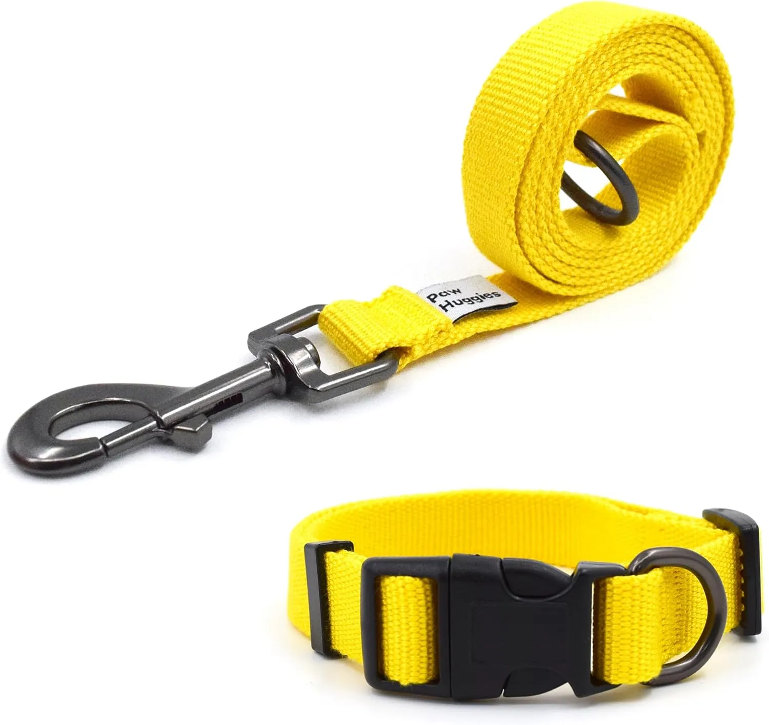 Yellow Dog Collar and Leash Set for Large Dog, Breathable, Anti-Odor & Soft, Comfortable for Sensitive Skin Puppies, 90% Bamboo Rayon, Adjustable Quick-Release Buckle Pet Collar for Large Breeds