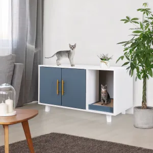 ZENY™ Modern Cat Litter Box Hidden Cat Washroom Cat House Pet Crate with Scratch Pad