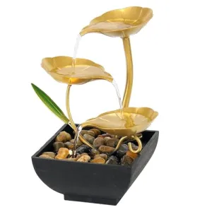 ZOMBIO Tabletop Fountains Metal Water Fountain Home Decor Ornaments with Waterfall Desktop Leaf Fountains Deep Basin Natural River Rocks Indoor Zen Relaxation for Decor Office Living Room Bedroom